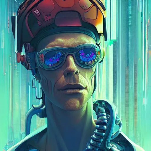 Image similar to h 0 c 0 k futurama cyberpunk portrait by gaston bussierre and charles vess and james jean and erik jones and rhads, inspired by ghost in the shell, beautiful fine face features, intricate high details, sharp, ultradetailed