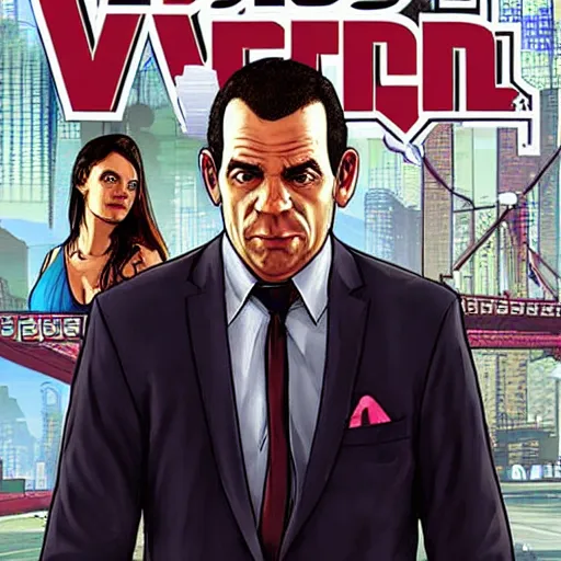 Prompt: Adrian Monk in GTA V, cover art by Stephen Bliss, loading screen, boxart