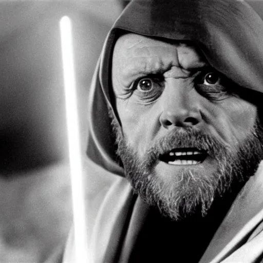 Prompt: film still of Anthony Hopkins as Obi Wan Kenobi in Star Wars 1977