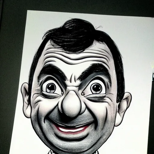 Image similar to mr bean drawn by a five year old, pencil