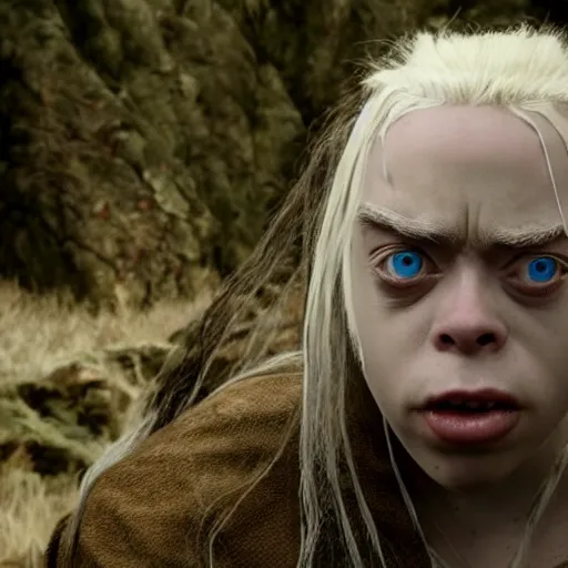 Image similar to billie eilish as an ugly troll in lord of the rings 4 k