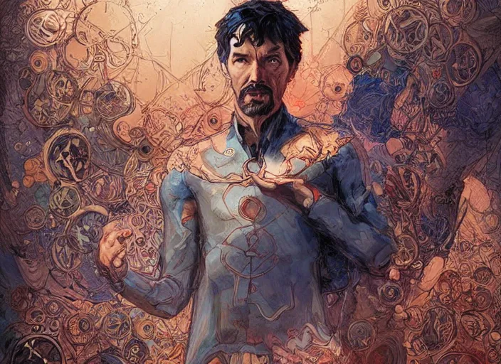 Image similar to a highly detailed powerful portrait of stephen strange, james gurney, james jean