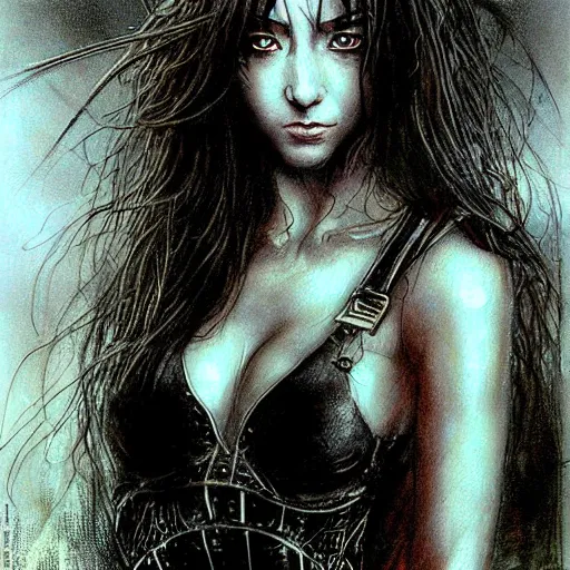 Prompt: female who looks like alyson hannigan by luis royo