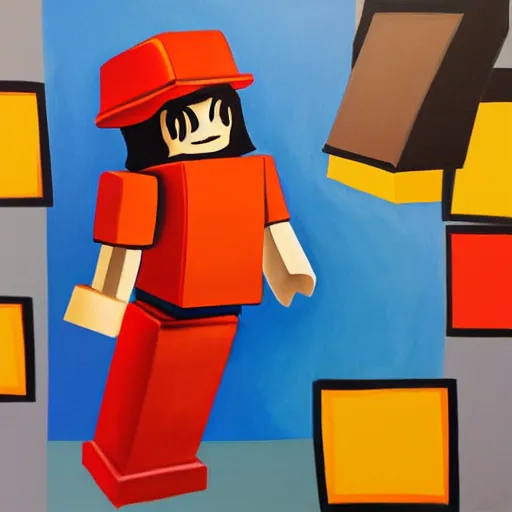 Image similar to steven castillo artist painting of roblox