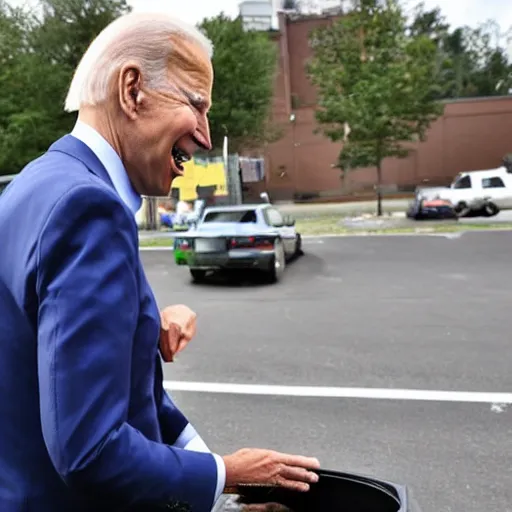 Image similar to joe biden eating from a dumpster