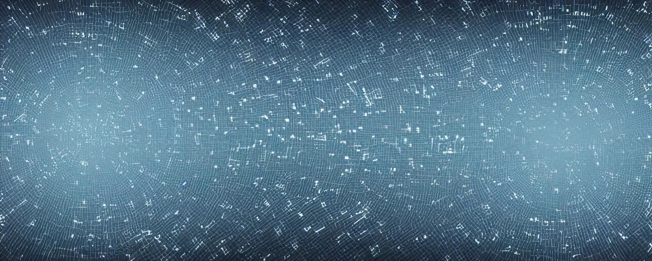 Image similar to digital art graphic of clusters and constellations of data in the outline of the New York City skyline. texture and pattern of an audio waveform. 4k unreal engine.