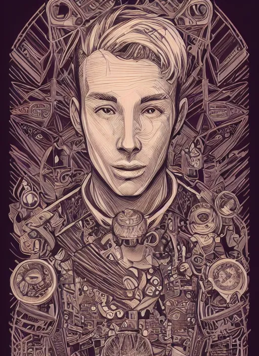 Image similar to portrait of lucas from earthbound, an ultrafine detailed illustration by james jean, intricate linework, bright colors, final fantasy, behance contest winner, vanitas, angular, altermodern, unreal engine 5 highly rendered, global illumination, radiant light, detailed and intricate environment