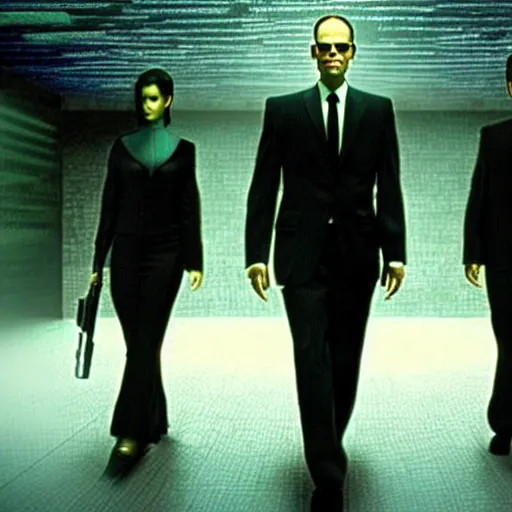 Image similar to agent smith lost inside the matrix ( 1 9 9 9 ), hyper realistic, futuristic setting, photo realistic, intricate detail