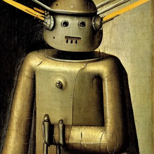 Image similar to a portrait of a robot by hieronymus bosch, detailed