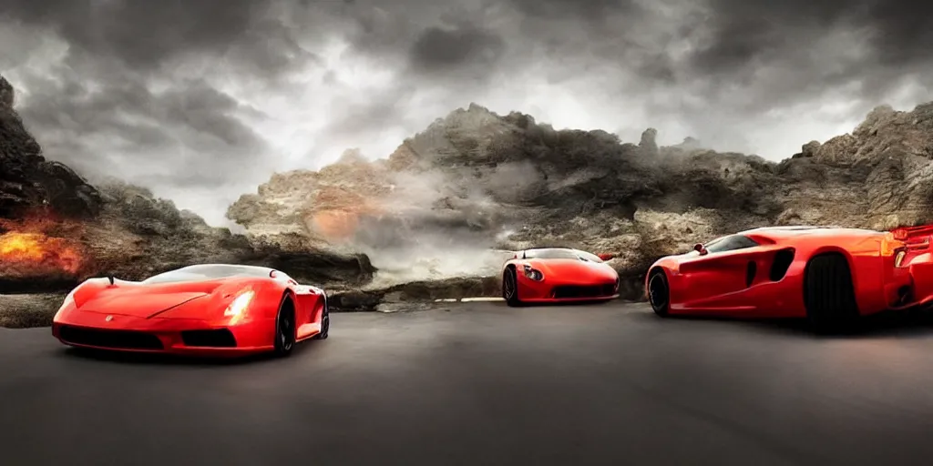 Prompt: an amazing award winning photo of a scene in Super cars 2, landscape photography, cinematic, hyperdetailed