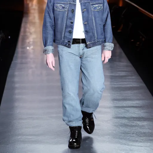 Prompt: darth vader wearing a canadian tuxedo on the oscar runway, 4 k
