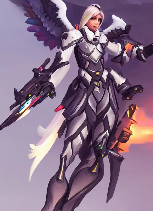 Image similar to concept art of a angel overwatch character