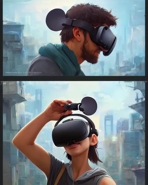 Prompt: a mouse wearing a VR headset on his head. By Makoto Shinkai, Stanley Artgerm Lau, WLOP, Rossdraws, James Jean, Andrei Riabovitchev, Marc Simonetti, krenz cushart, Sakimichan, trending on ArtStation, digital art.