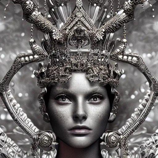 Prompt: the queen of mercury, 4 k, intricate detailed, jaw dropping, gorgeous, surreal, octane render