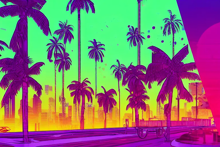 Florida Vice City Skyline Synthwave Landscape by Art & Roam Ltd on Dribbble