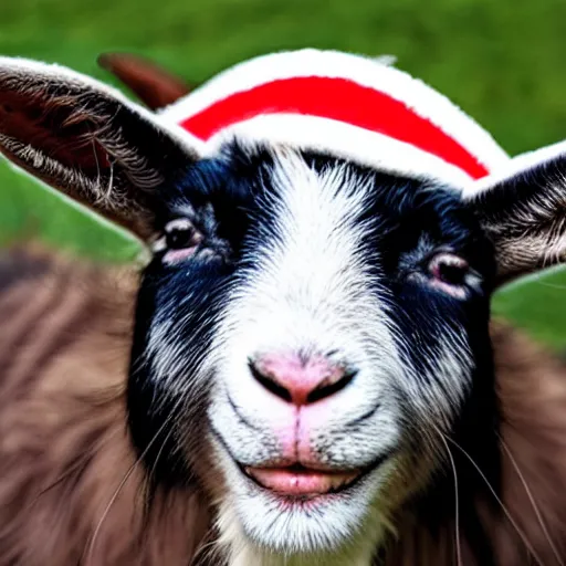 Image similar to cat in the hat as a goat