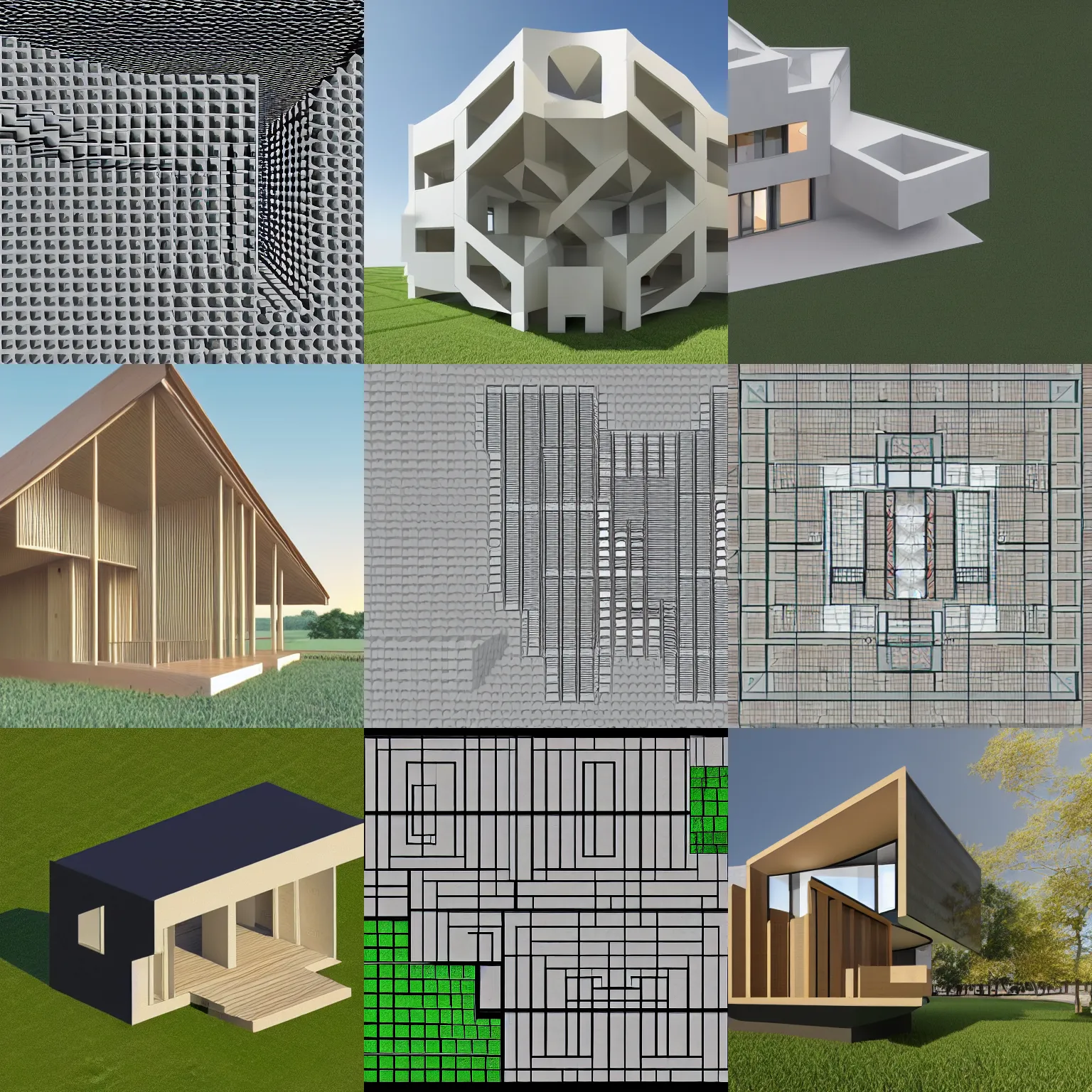 Prompt: A house built inside a repeating kernel Hilbert space, non-euclidean geometry, architectural rendering