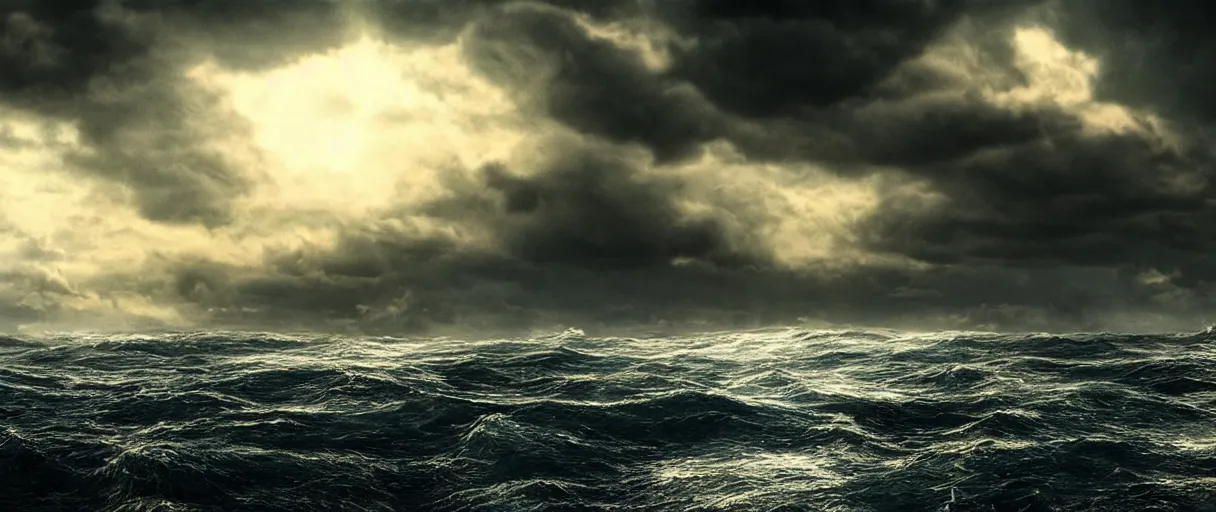 Image similar to ocean monster dramatic lighting cinematic establishing shot extremely high detail foto realistic cinematic lighting post processed