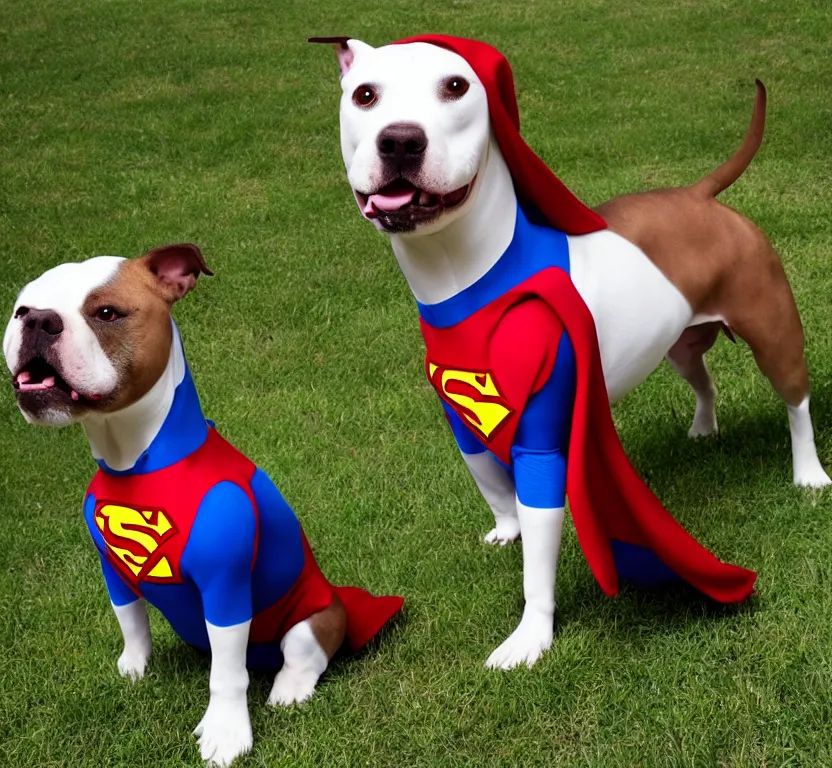 Prompt: pitbull dog wearing superman suit, hyperrealistic, 8 k resolution, well designed