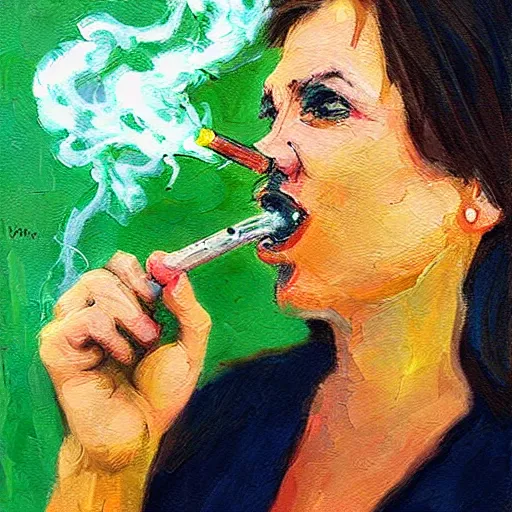 Image similar to smoker. smoke. happiness. art. impressionism