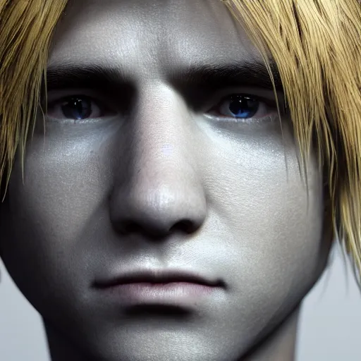 Image similar to detailed face of boy with blonde hair and brown eyes, unreal engine 5 rendered, incredibly highly detailed and realistic, 8 k, sharp focus, studio quality