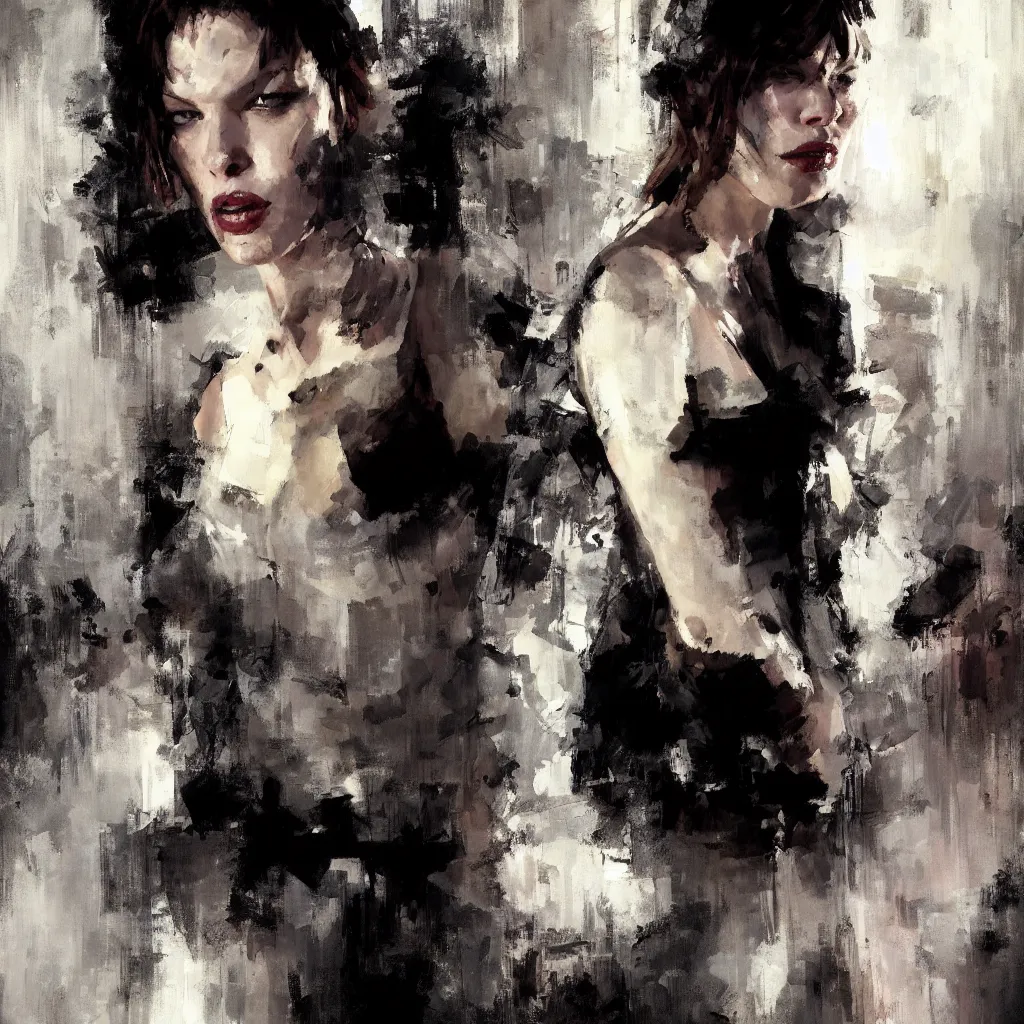 Image similar to A painting of Milla Jovovich, by Jeremy Mann