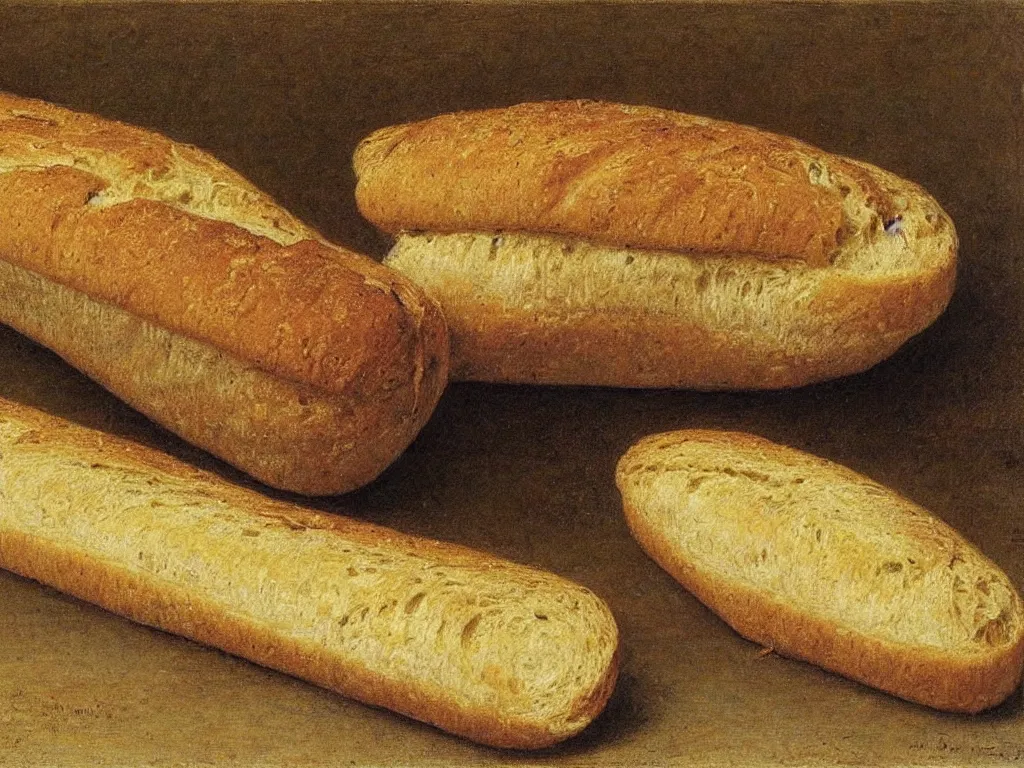 Image similar to bread baguette rotten and moldy. painting by henri fantin - latour