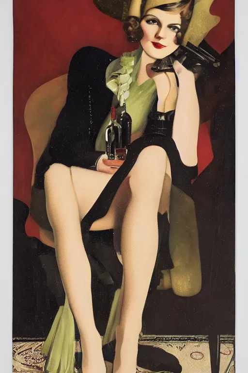 Image similar to a oil painting depicting a Jazz Age high society figure, 1920s style, smooth, highly detailed, high contrast, Coles Phillips, Dean Cornwell, JC Leyendecker, 8K