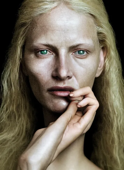 Prompt: closeup portrait of eve hieronymous bosch style, depth of field, zeiss lens, detailed, symmetrical, centered, fashion photoshoot, by Annie Leibovitz and Steve McCurry, David Lazar, Jimmy Nelsson, Breathtaking, 8k resolution, extremely detailed, beautiful, establishing shot, artistic, hyperrealistic, beautiful face, octane render