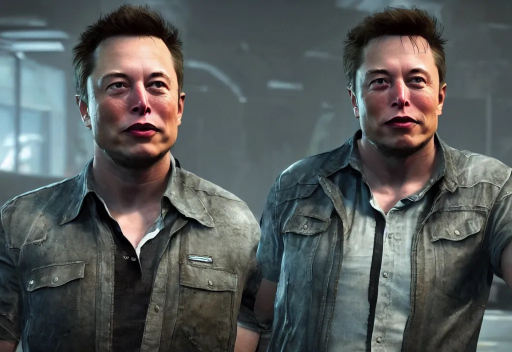 Image similar to a screenshot of elon musk in the video game in the last of us. close up, 3 d rendering. unreal engine. amazing likeness. very detailed.