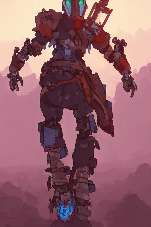 Image similar to combination suit armor aloy horizon forbidden west horizon zero dawn robot ninja mask helmet backpack tribal, gta 5 comics, official fanart behance hd artstation by jesper ejsing, by rhads, makoto shinkai and lois van baarle, ilya kuvshinov, ossdraws