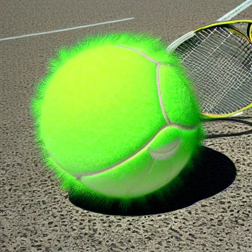 Prompt: photorealistic award winning photography tennis ball monster