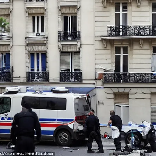 Image similar to Several agents of the scientific police collecting evidence on a crime scene in a Parisian apartment