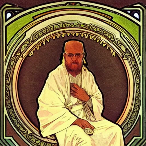 Image similar to “ george costanza, saint, by alphonse mucha ”