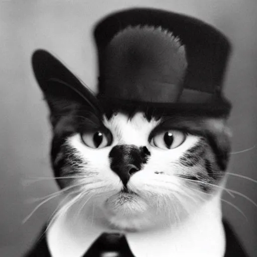 Prompt: a cat dressed like a 1 9 3 0's dictator, close up angle, moustache