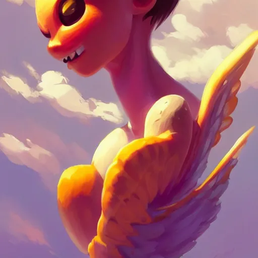 Image similar to peanut, peanut with wings, flying peanut, peanuts behance hd artstation by Jesper Ejsing, by RHADS, Makoto Shinkai and Lois van baarle, ilya kuvshinov, rossdraws