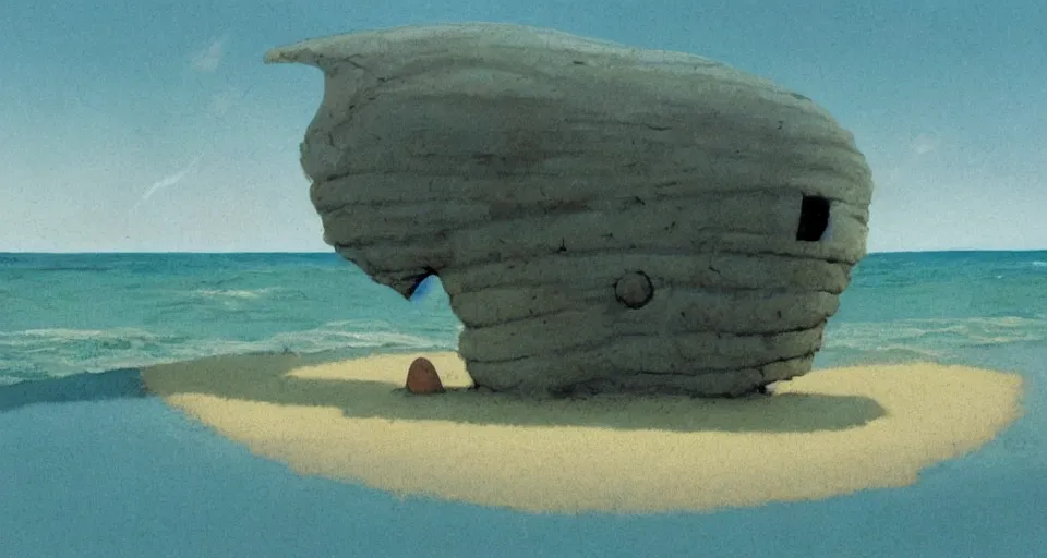 Image similar to a single seashell house in a deserted beach, still life, concept art by roger dean and john harris, atmospheric