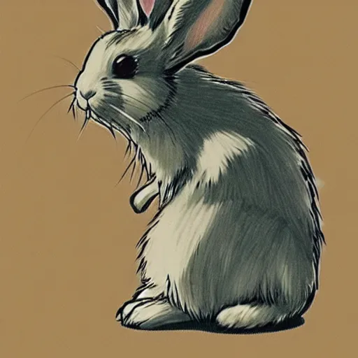 Prompt: fujita goro illustration of a cute bunny