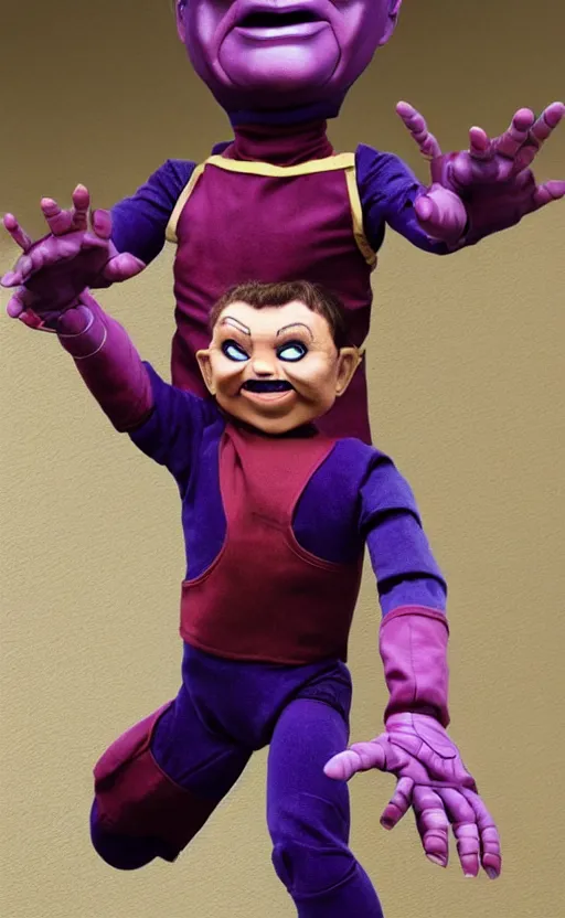 Image similar to photo of ventriloquist dummy thanos ( marvel ) ventriloquist dummy. photo. 4 k. photo. ventriloquist dummy. hq