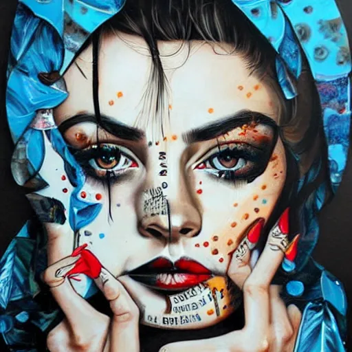 Image similar to melancholy woman, by sandra chevrier