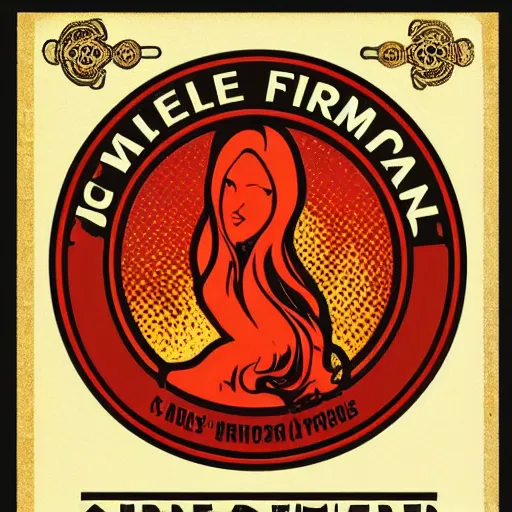 Image similar to minimalistic clean retro fire flames warning label art by alphonse mucha, smooth curves, behance