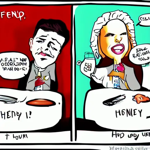 Image similar to Even if friend is honey, don’t lick them all up., comic, caricature