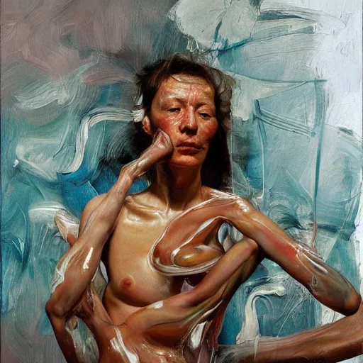Prompt: high quality high detail painting by lucian freud and jenny saville, hd, kong fu master, turquoise