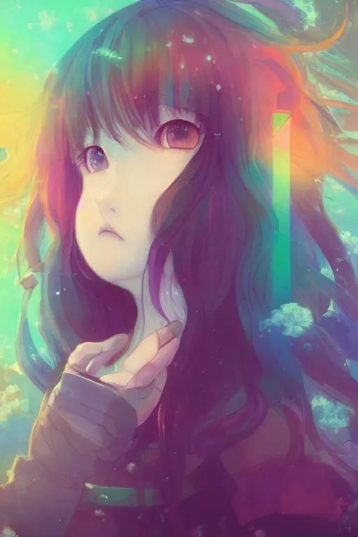rainbow anime girl - Clip Art Library