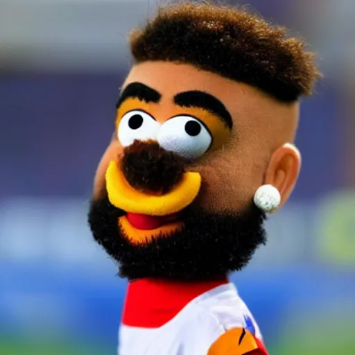 Prompt: a mix between Gabigol and a muppet