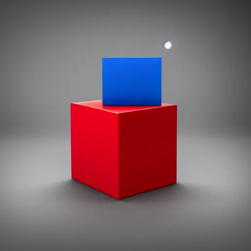 Image similar to a red cube on top of a blue cube