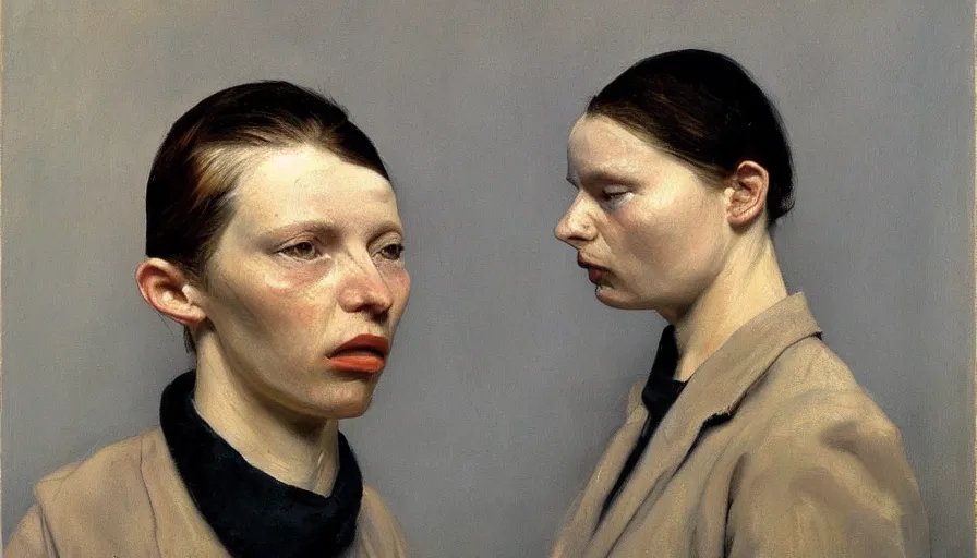 Image similar to painting by borremans, self - portrait, detailed, stunning