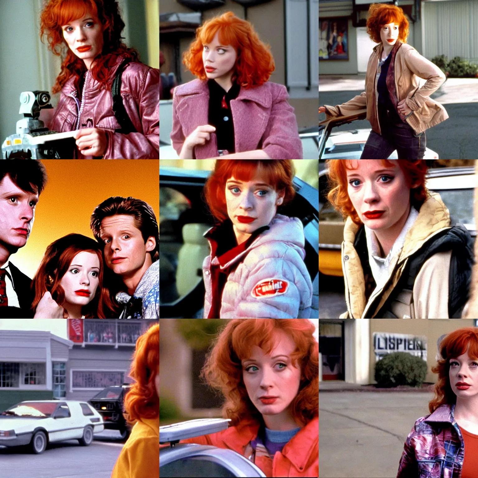 Prompt: female marty mcfly played by christina hendricks, movie still from back to the future