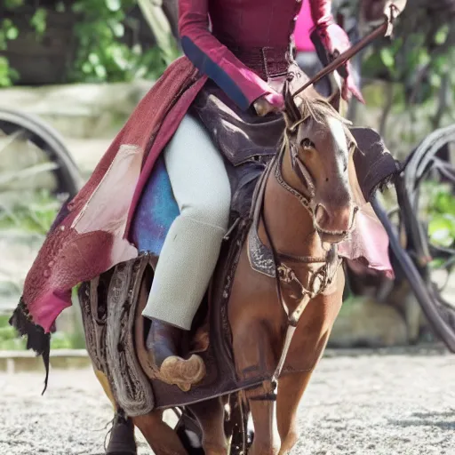 Prompt: close up of emma watson riding a treglu. dslr. beautiful.