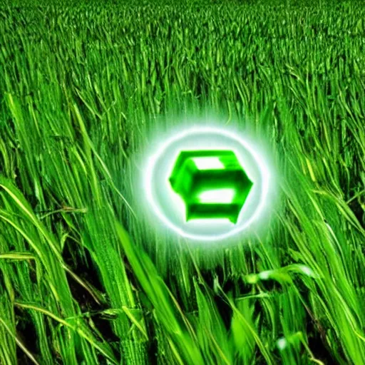 Prompt: kryptonite in a field